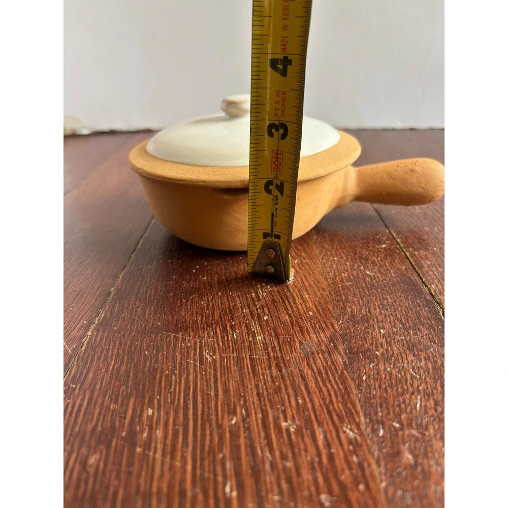 Brown's Pottery Arden NC Lidded Ramekin Small Casserole Dish‎ Terracotta Cream